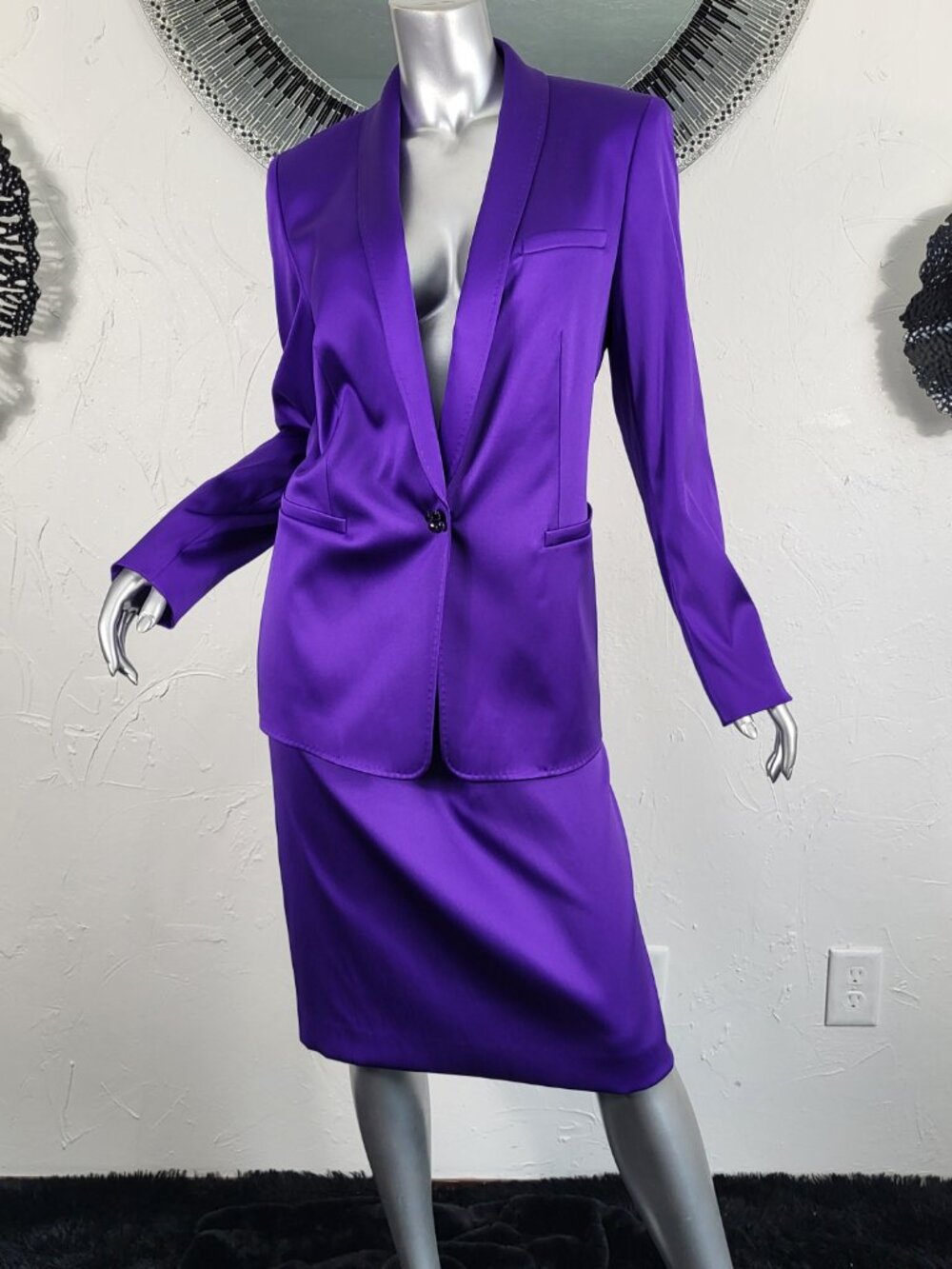 NWT~$2320~ESCADA~SZ 44/12/14~2 PIECE~ROYAL PURPLE BLAZER JACKET SKIRT SUIT SET